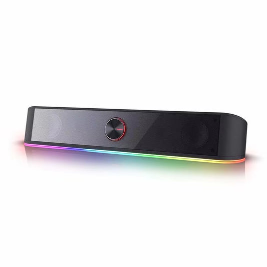 GS560 Adiemus RGB USB Desktop Soundbar, 2.0 Channel Computer Speaker with Dynamic Lighting Bar Audio-Light Sync/Display