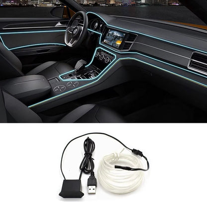 3M Atmosphere Lamp EL Cold Light Line with USB DIY Decorative Dash Board Console Auto LED Ambient Light Car Interior Accessories