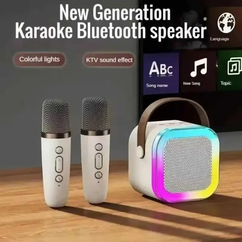 K12 Karaoke Machine Portable Bluetooth 5.3 PA Speaker System with 1-2 Wireless Microphones Home Family Singing Children'S Gifts